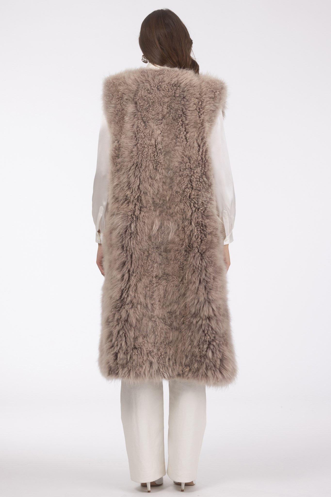 Select Cashmere Goat Collarless Long Vest