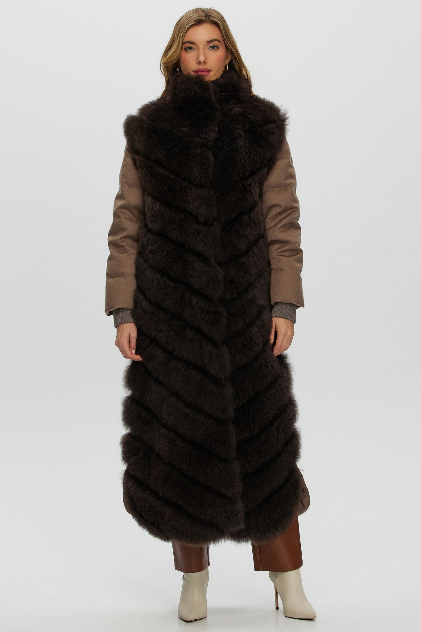 Diagonal Coat Crafted From Select Cashmere Goat with Loro Piana Cashmere Sleeves and Back