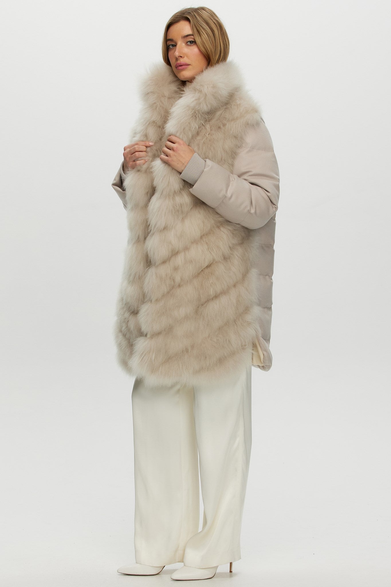 Diagonal Stroller Crafted From Select Cashmere Goat with Loro Piana Cashmere Sleeves and Back