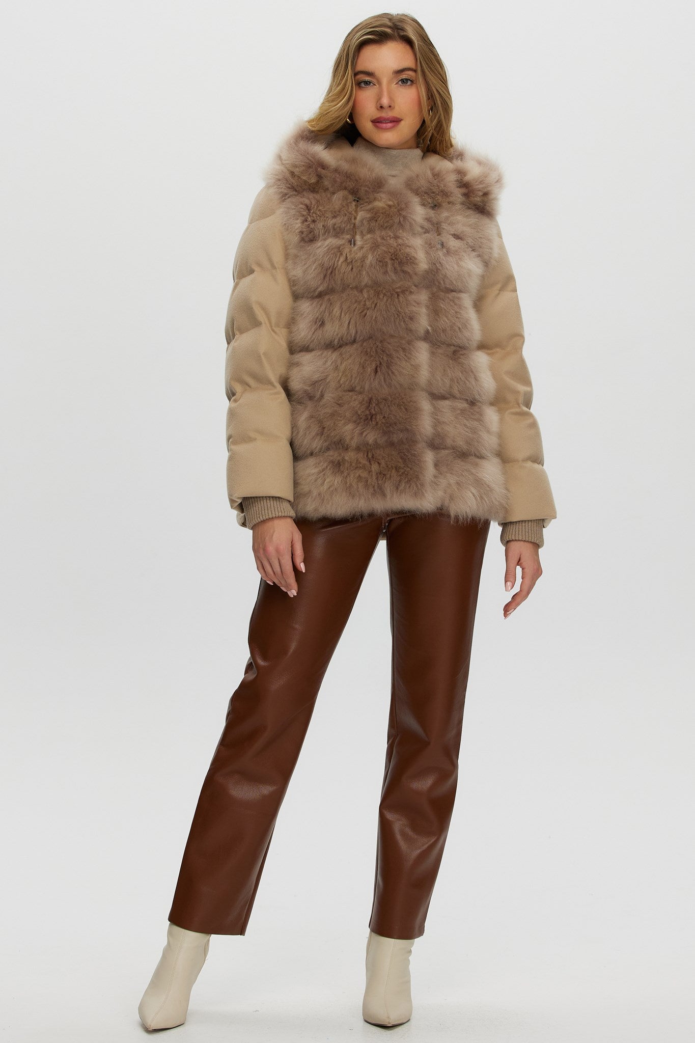 Quilted Down Parka Crafted From Select Cashmere Goat with Loro Piana Cashmere Sleeves and Back