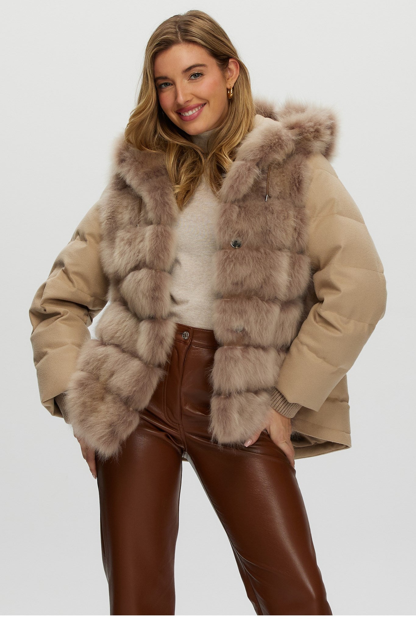 Quilted Down Parka Crafted From Select Cashmere Goat with Loro Piana Cashmere Sleeves and Back