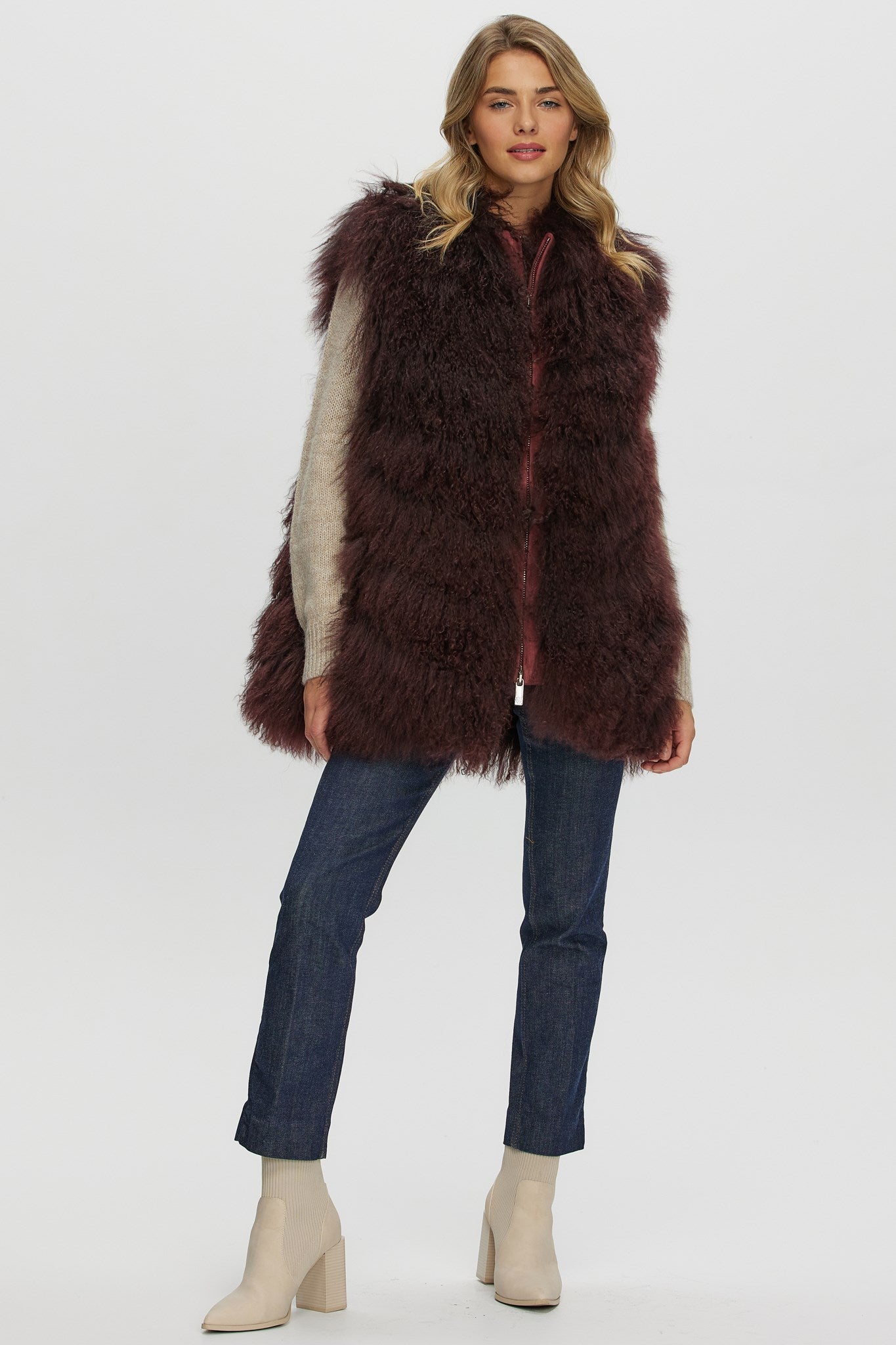 Select Mongolian Goat Zip Vest