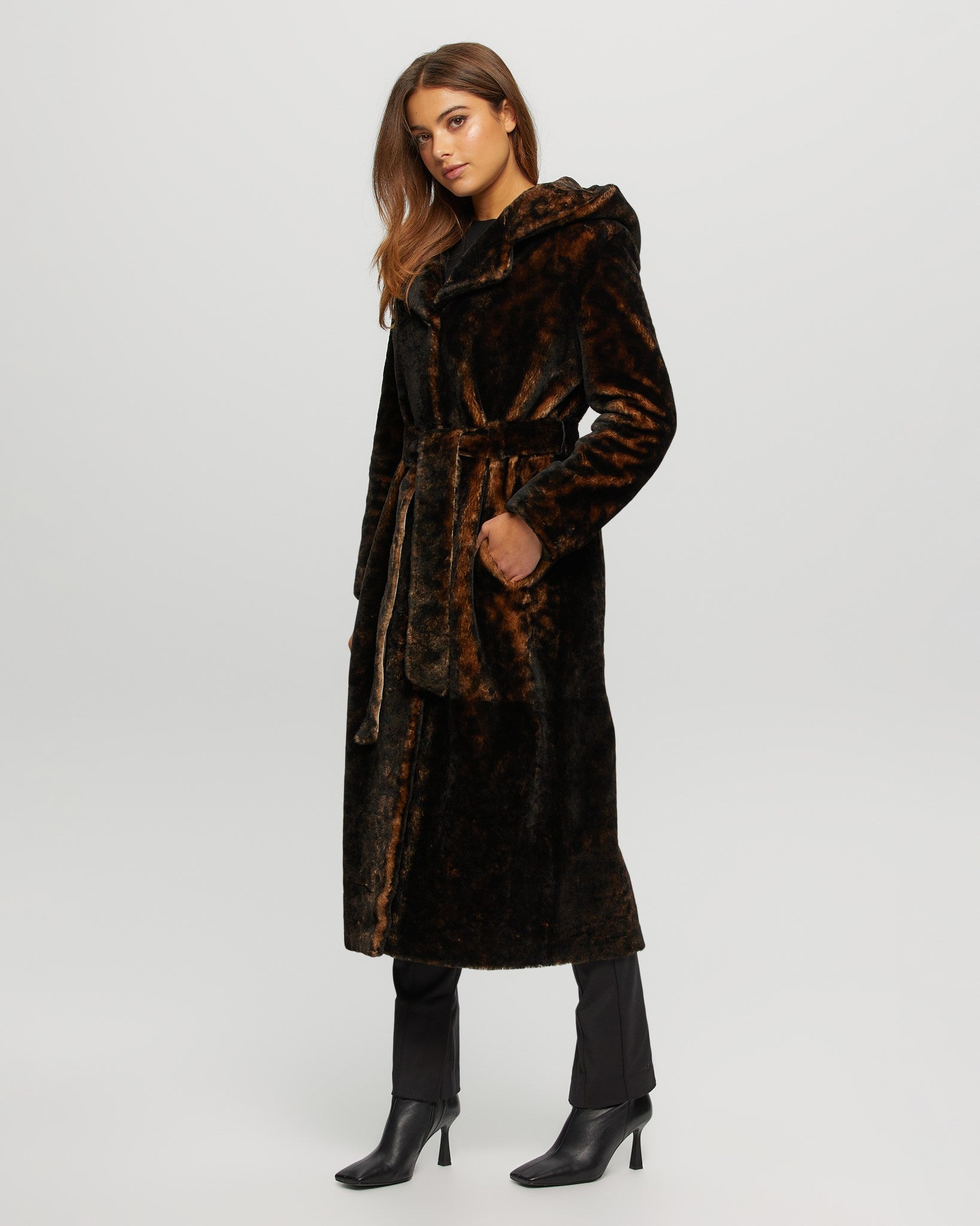 Select Shearling Lamb Coat with Hood
