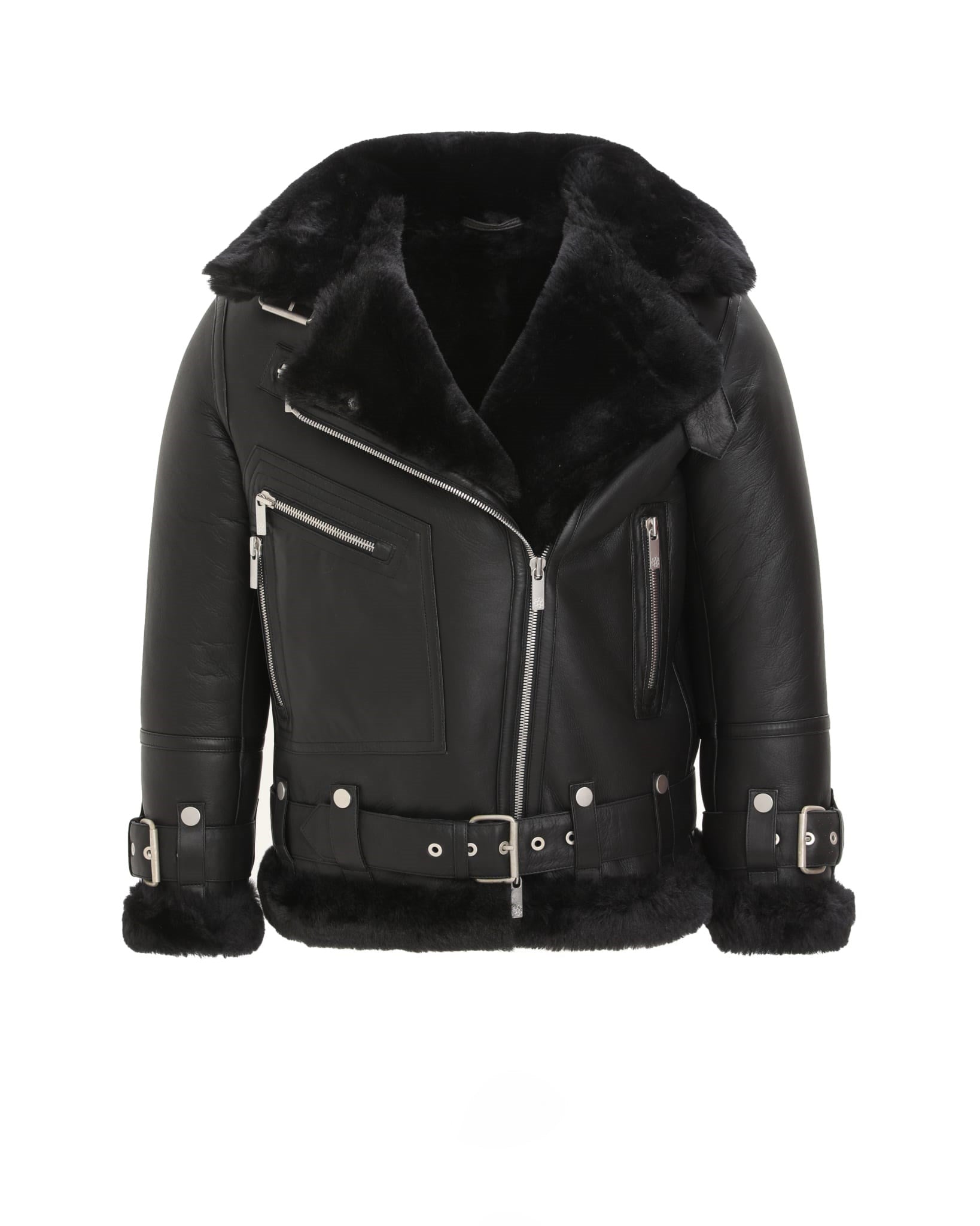 Select Shearling Lamb Zip Moto Jacket