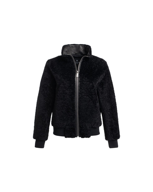 Shearling Lamb Bomber Jacket with Leather Trim
