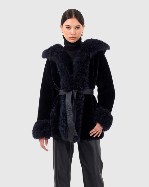 Shearling Lamb Reversible Jacket with Select Select Cashmere Goat Deta