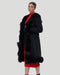 Shearling Lamb Short Coat With Fox Tuxedo Collar, Hood Trim, Cuffs And Bottom
