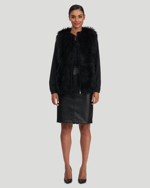 Silver Fox Zip Vest With Wool Back