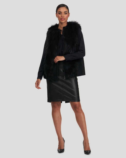 Silver Fox Zip Vest With Wool Back