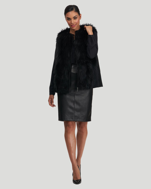 Silver Fox Zip Vest With Wool Back