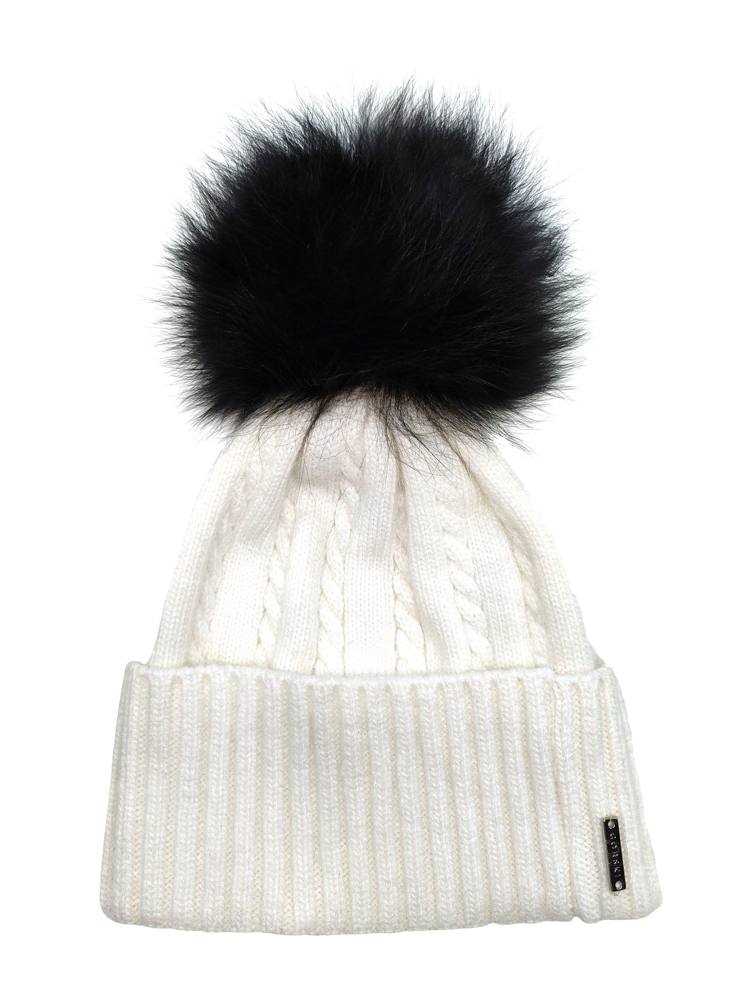 Two-Tone Knit Hat with Select Lamb Pompom