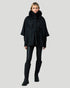 Wool Belted Cape With Fox Collar