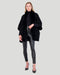 Wool Cape With Rex Rabbit Fur Trim