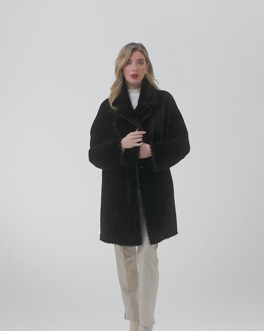 Reversible Select Shearling Lamb Jacket With Embroiderd Trim