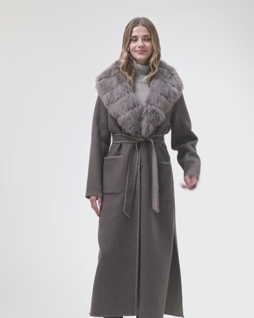 Coat Crafted From Loro Piana Cashmere and Wool with Embroidery Details