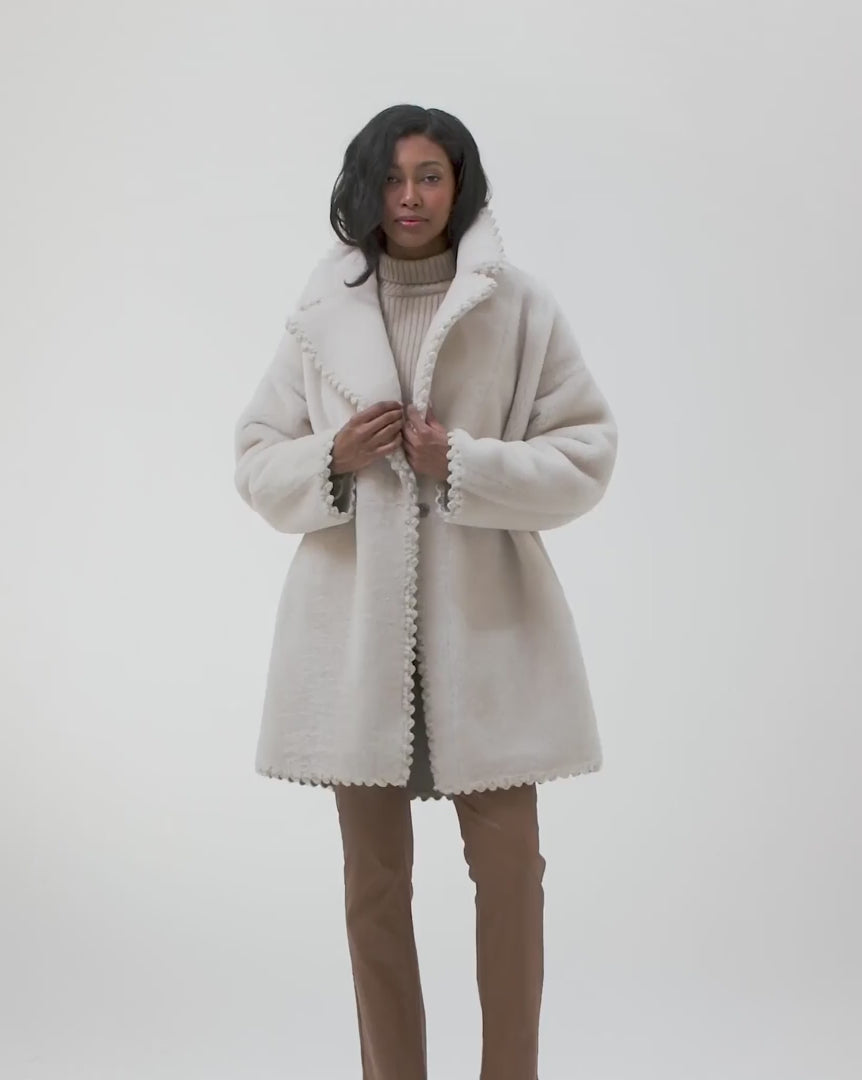 Reversible Select Shearling Lamb Jacket with Embroiderd Trim