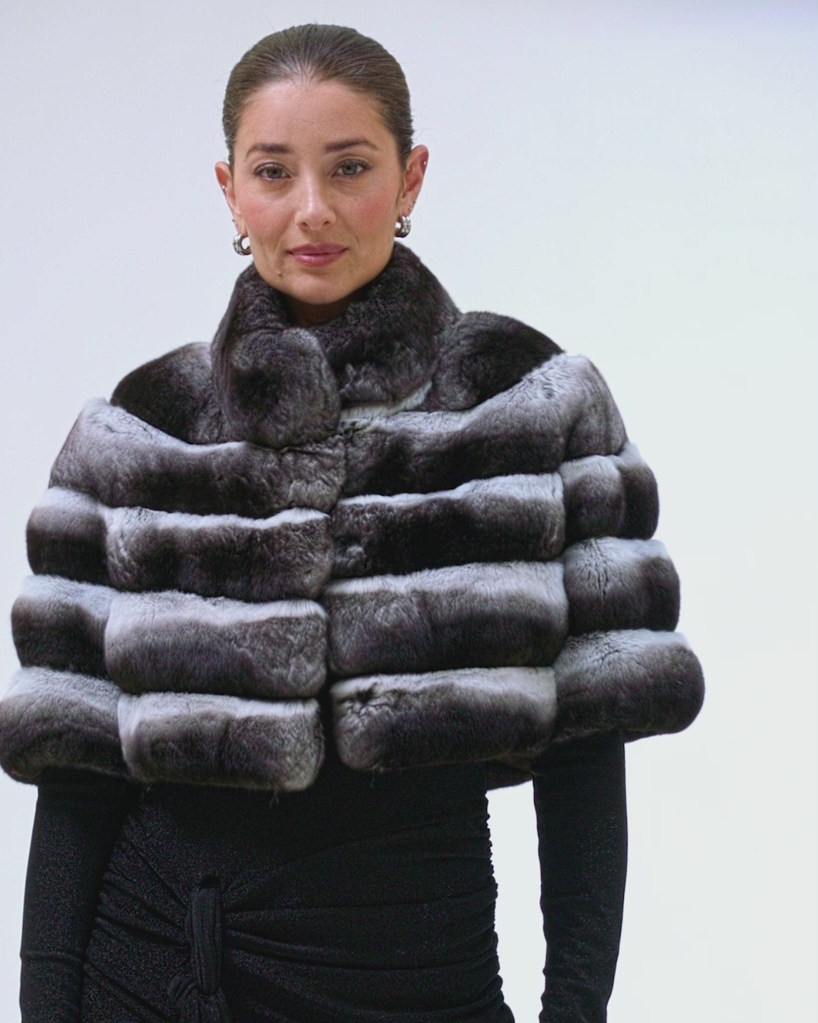 Horizontal Chinchilla Bolero with Cropped Sleeves